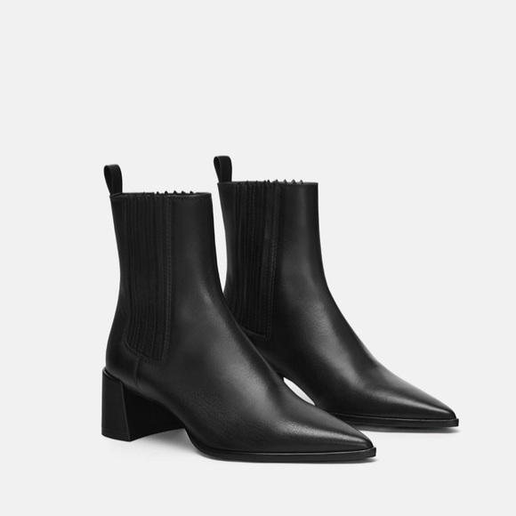 NWT Zara leather heeled ankle boots 38 - Picture 2 of 8
